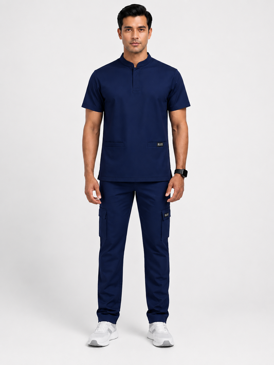 RUIX Mandarin Collar Scrub Top for Men
