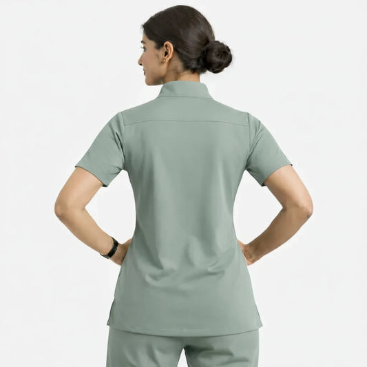 RUIX Sculpt Mandarin Collar Scrub Top For Womens