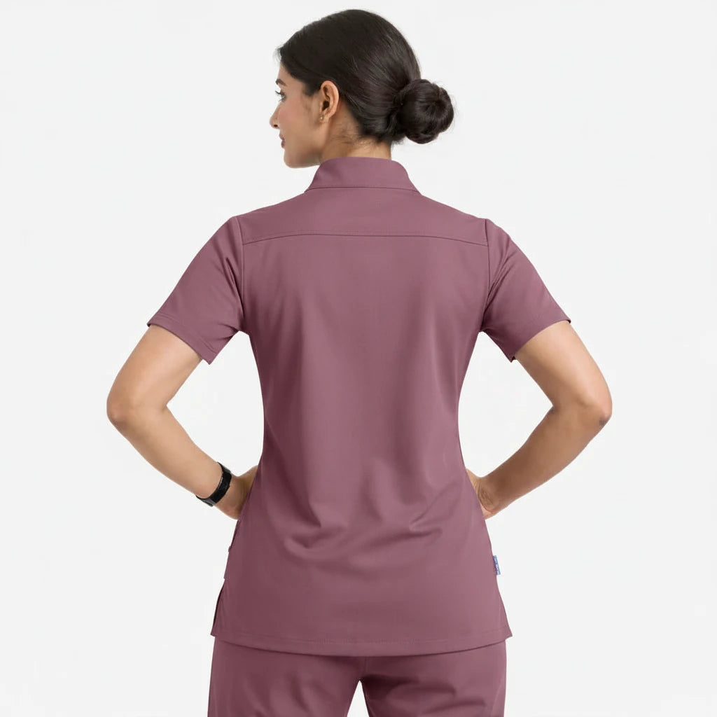 RUIX Sculpt MOCK neck Zip Scrub Top For Women