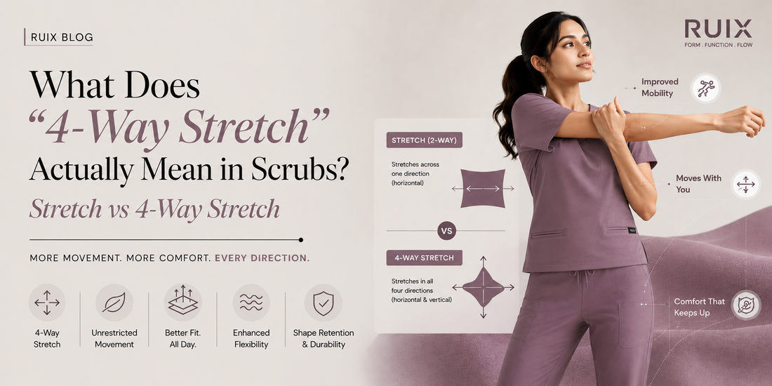 What Does "4-Way Stretch" Actually Mean in Scrubs? Stretch vs 4-Way Stretch