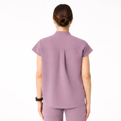 RUIX Sculpt Mandarin collar with cap sleeve with flow flare pant scrub set for women