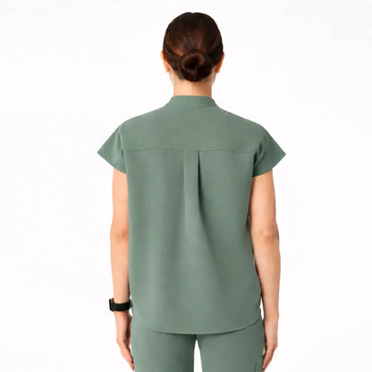 RUIX Sculpt Mandarin collar with cap sleeve with flow flare pant scrub set for women