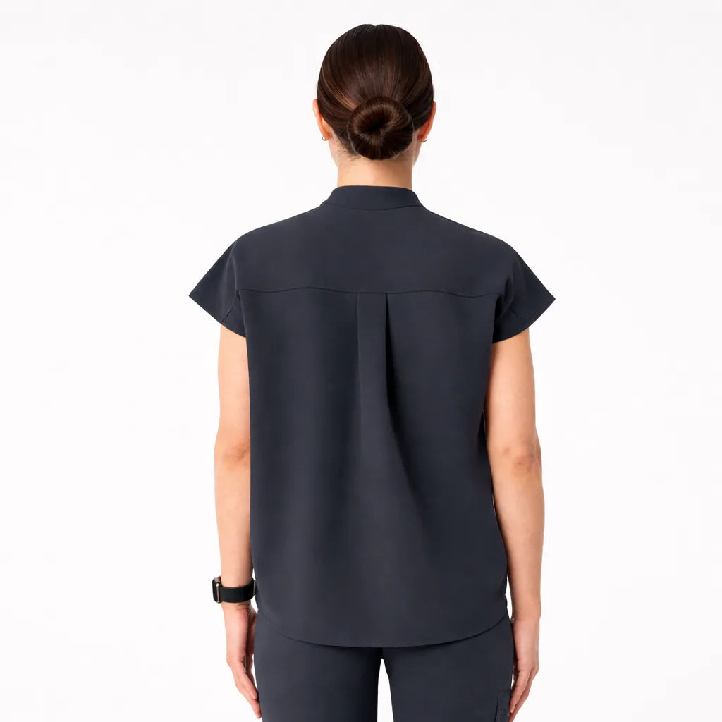 RUIX Sculpt Mandarin collar with cap sleeve with flow flare pant scrub set for women