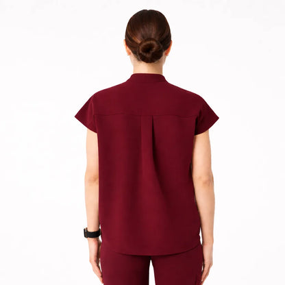 RUIX Sculpt Mandarin collar with cap sleeve with flow flare pant scrub set for women