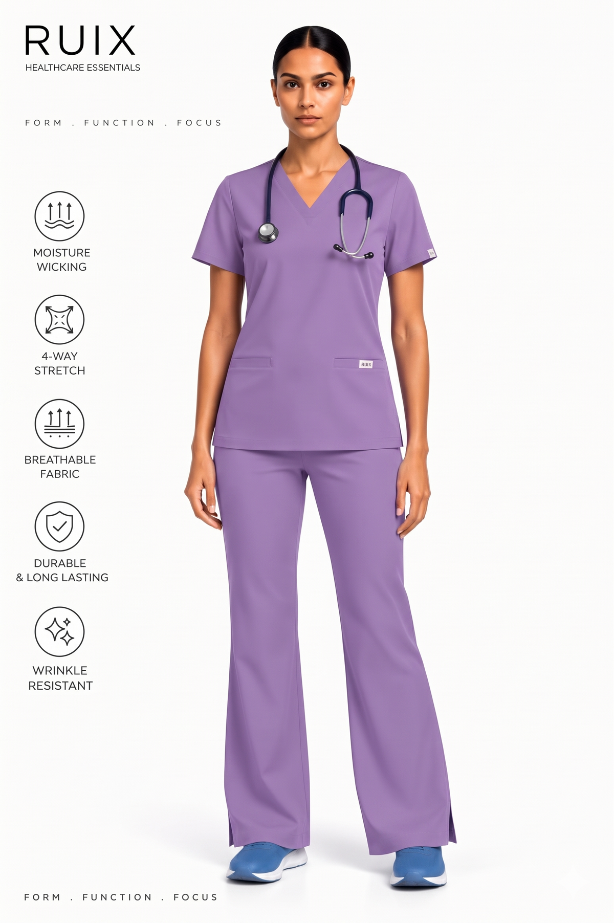 RUIX NOVA V-Neck Scrub Top For Women