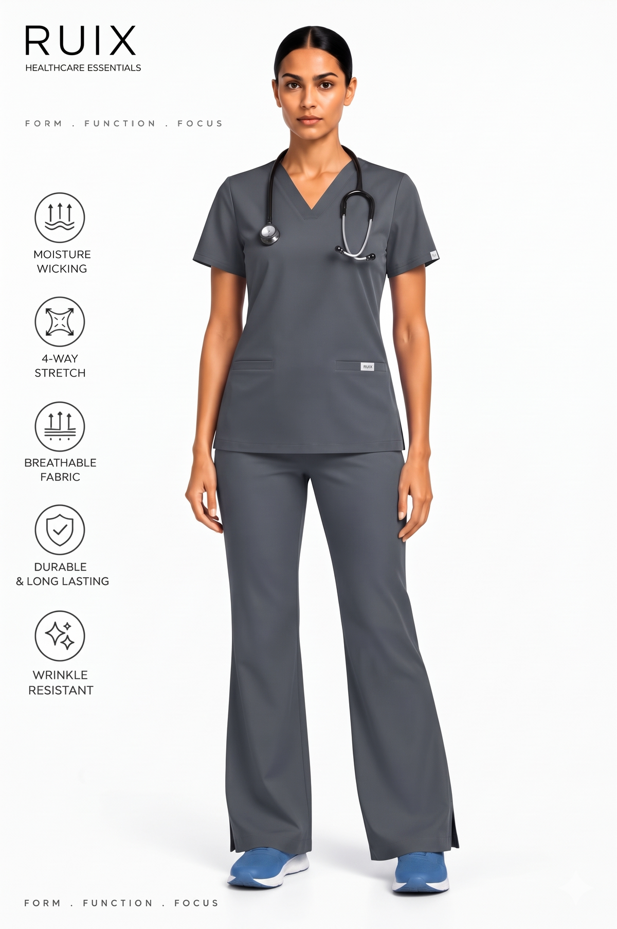 RUIX NOVA V-Neck Scrub Top For Women