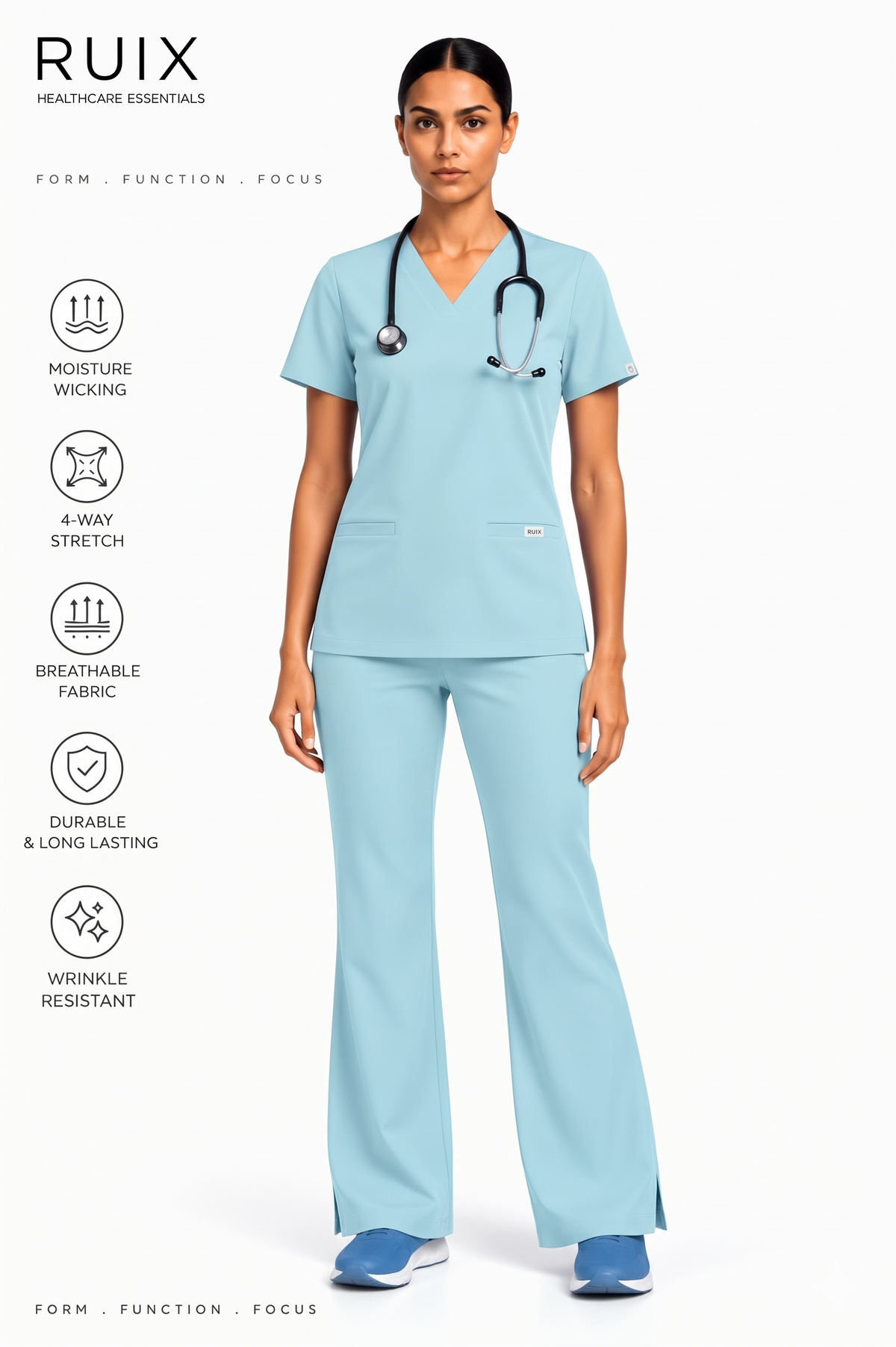 RUIX NOVA V-Neck Scrub Top For Women
