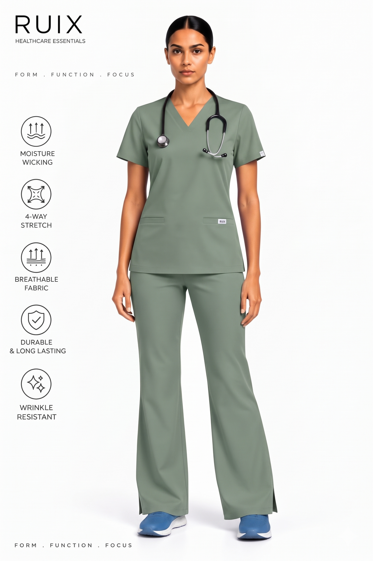 RUIX NOVA V-Neck Scrub Top For Women