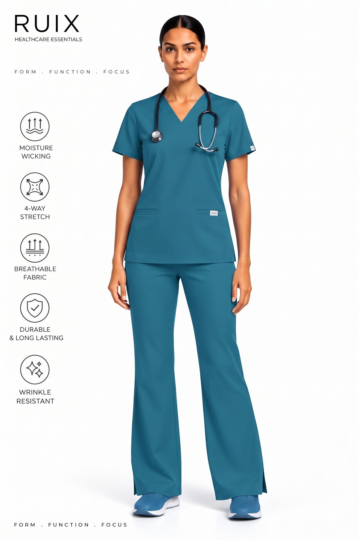 RUIX NOVA V-Neck Scrub Top For Women