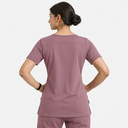 RUIX Sculpt v-neck with Flow Flare pant scrub set for women,2-pocket