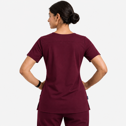 RUIX Sculpt v-neck with Flow Flare pant scrub set for women,2-pocket