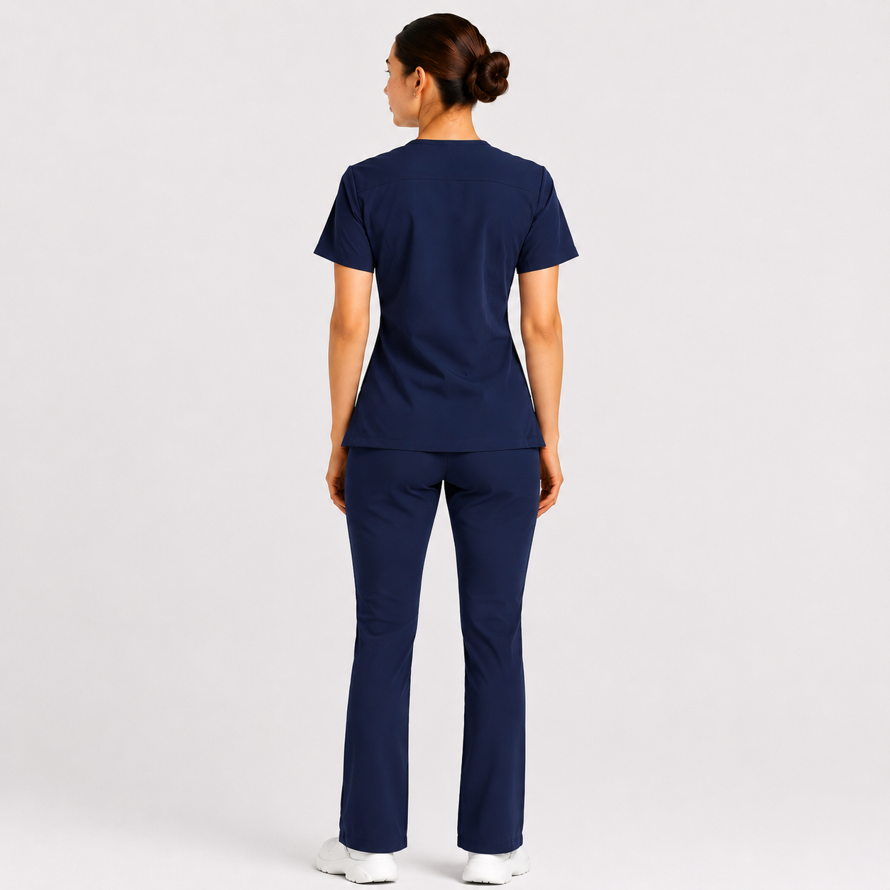 RUIX Sculpt v-neck with Flow Flare pant scrub set for women,2-pocket
