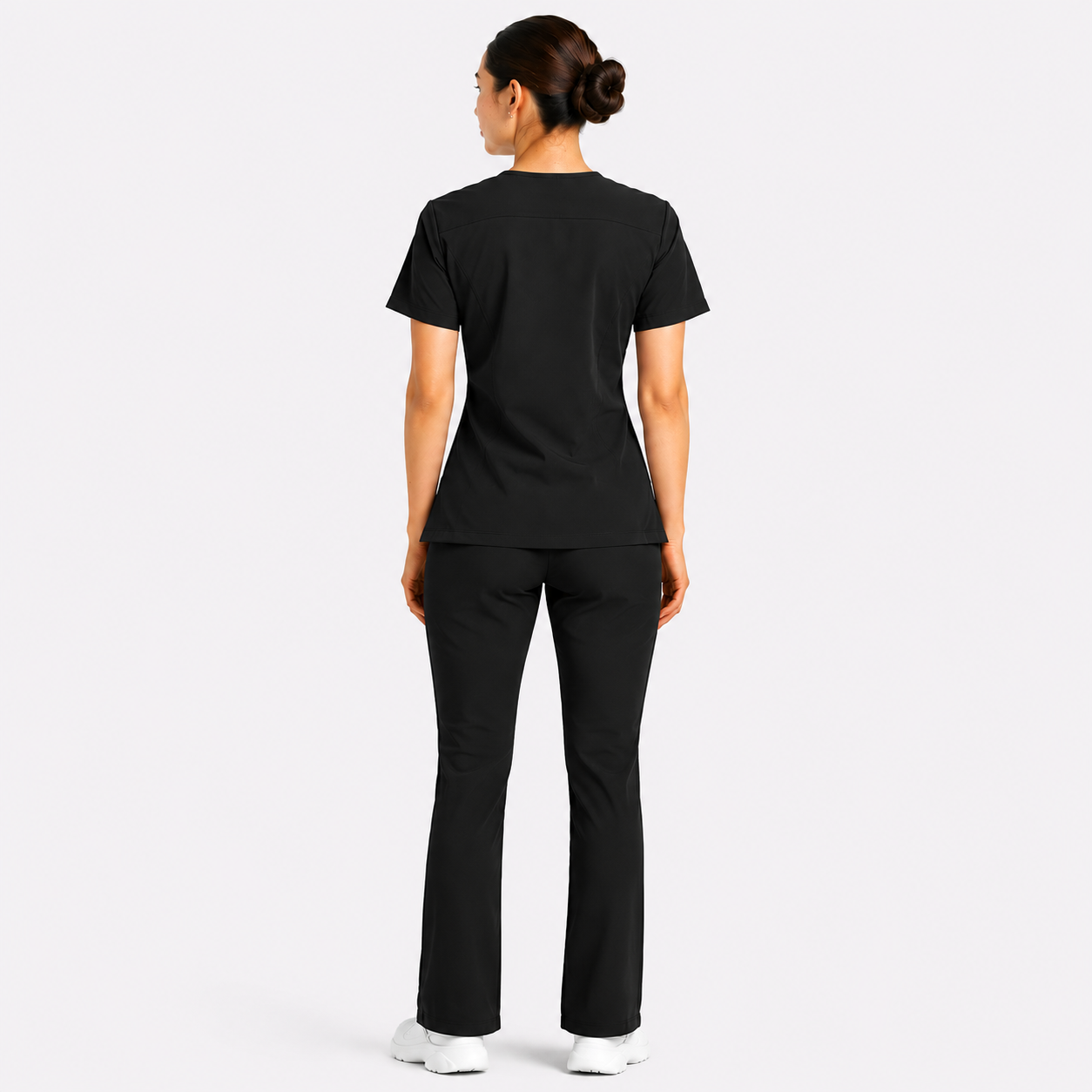 RUIX Sculpt v-neck with Flow Flare pant scrub set for women,2-pocket