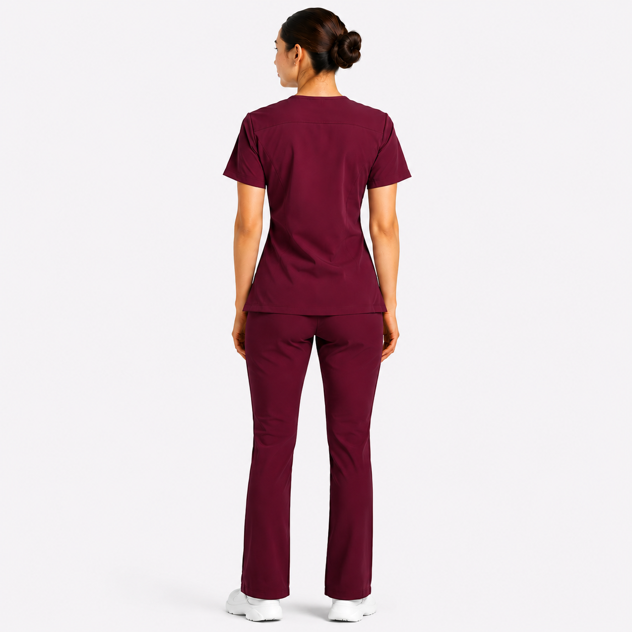 RUIX Sculpt v-neck with Flow Flare pant scrub set for women,2-pocket