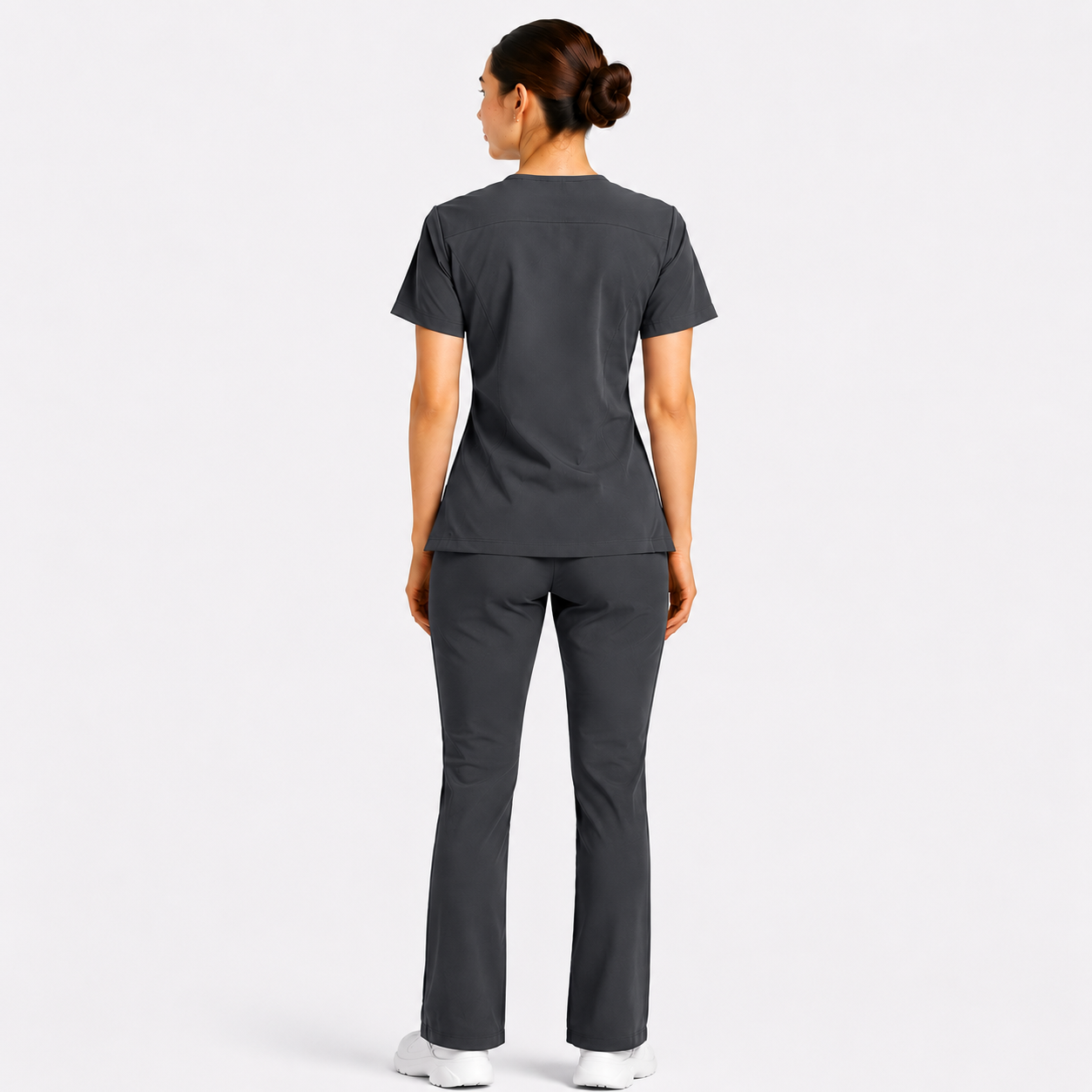 RUIX Sculpt v-neck with Flow Flare pant scrub set for women,2-pocket