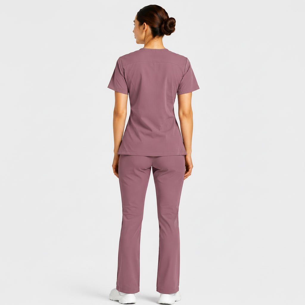 RUIX Sculpt v-neck with Flow Flare pant scrub set for women,2-pocket