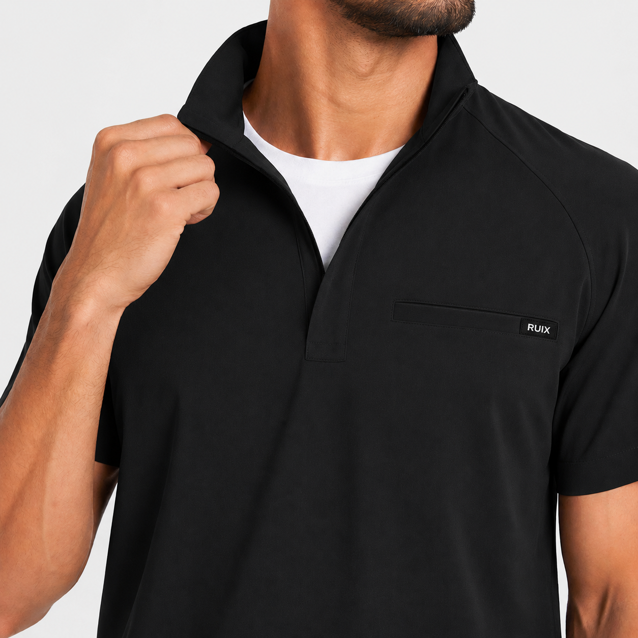 RUIX Core mock neck zip scrub top with Utility cargo pant scrub set fo men