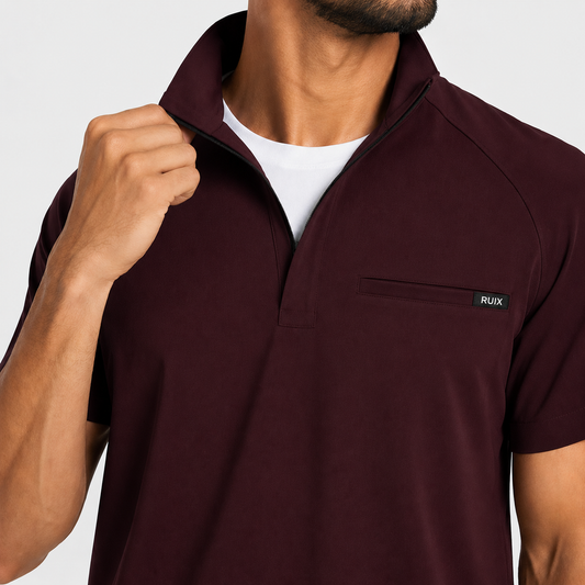 RUIX Motion Mock Neck Zip Scrub top With  Core Regular pant Scrub Set for Men