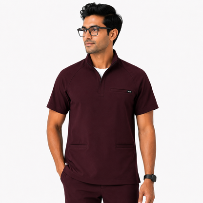 RUIX Core mock neck zip scrub top with Utility cargo pant scrub set fo men