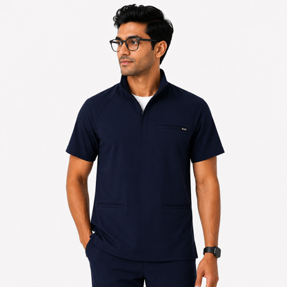 RUIX Core mock neck zip scrub top with Utility cargo pant scrub set fo men