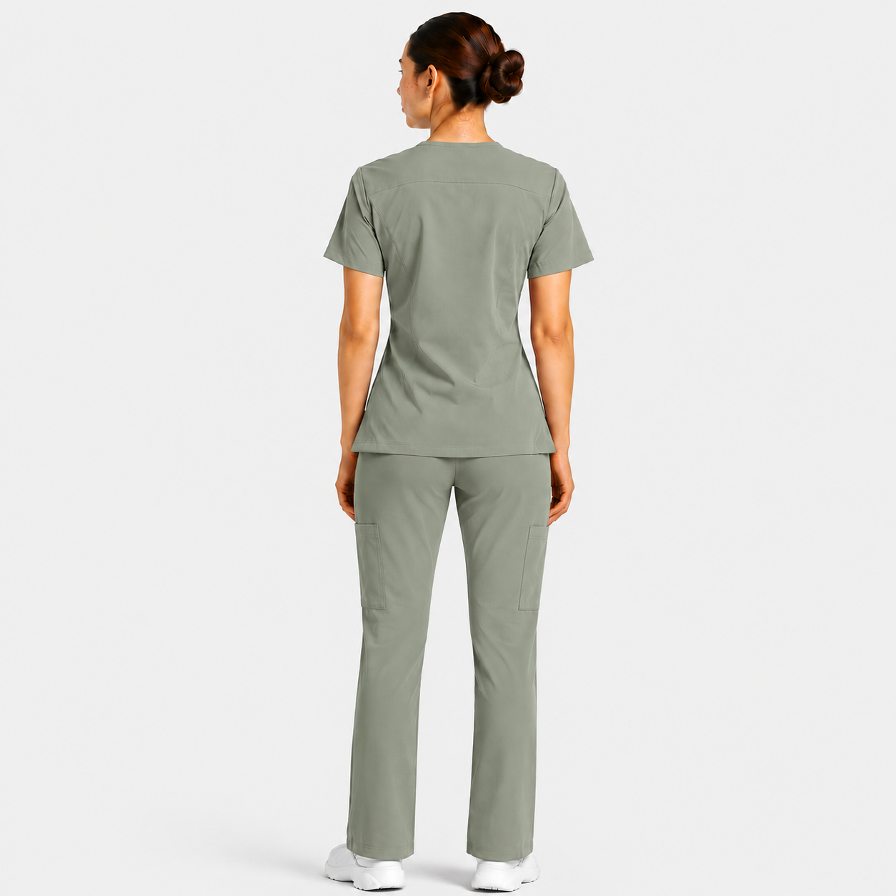 RUIX Sculpt V-Neck with Core Regular Pant Scrub Set for Women, 2 Pocket