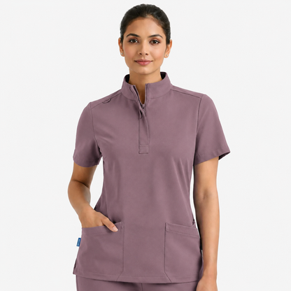 RUIX Sculpt MOCK neck Zip Scrub Top For Women