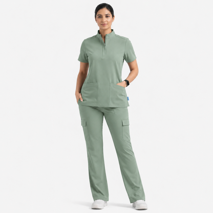 RUIX Sculpt Mock neck Zip With Utility Cargo Pant for Women
