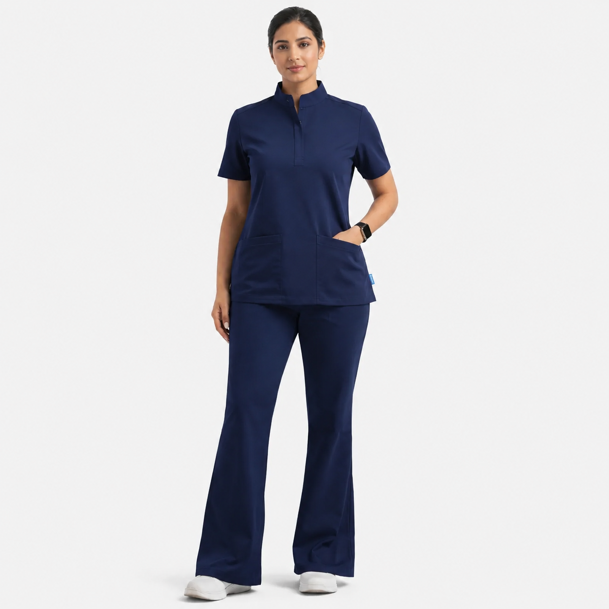 Ruix Core Mandarin scrub top with Flow Flare pant set for womens