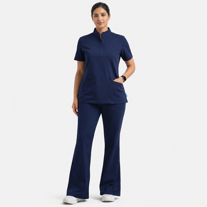 Ruix Core Mandarin scrub top with Flow Flare pant set for womens