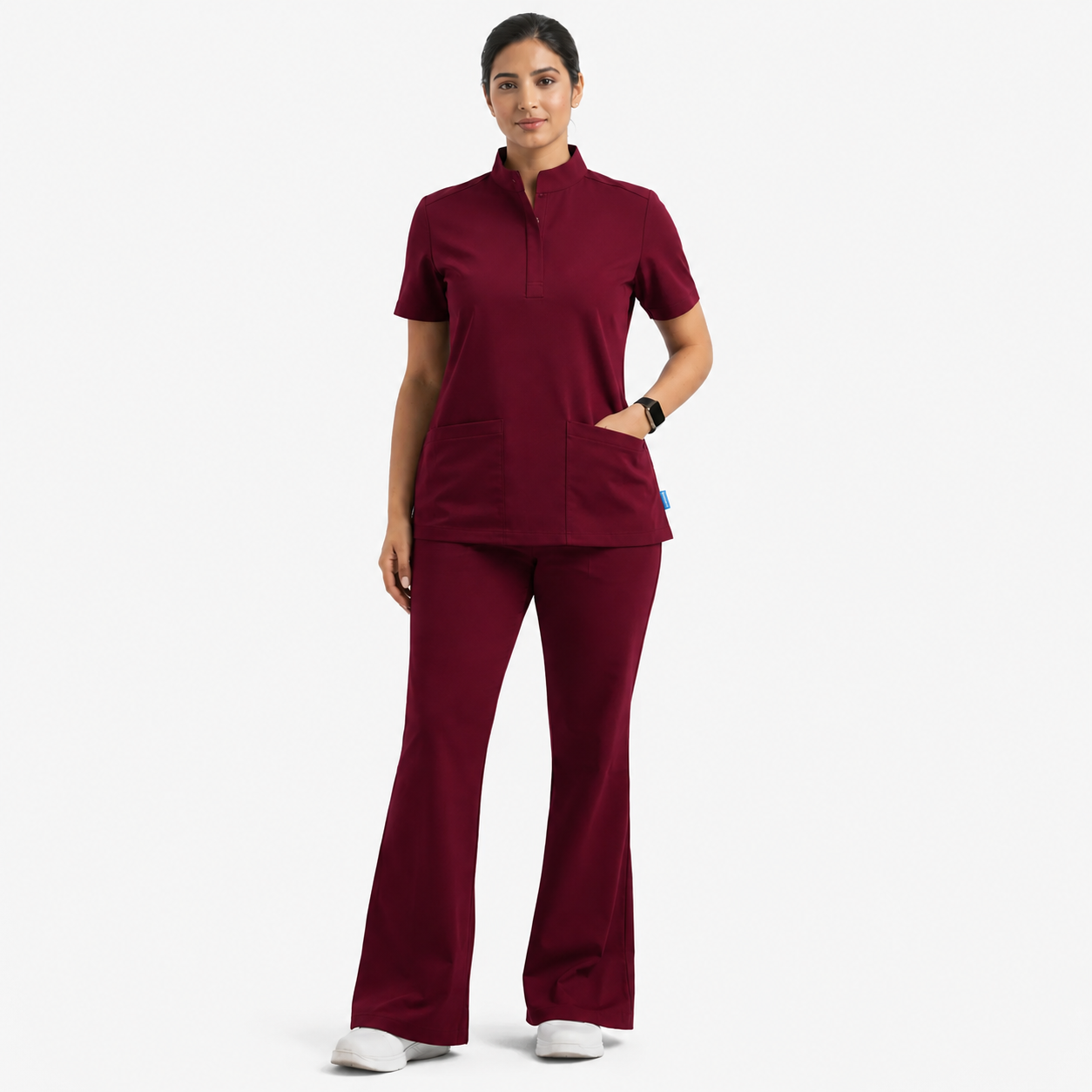 Ruix Core Mandarin scrub top with Flow Flare pant set for womens