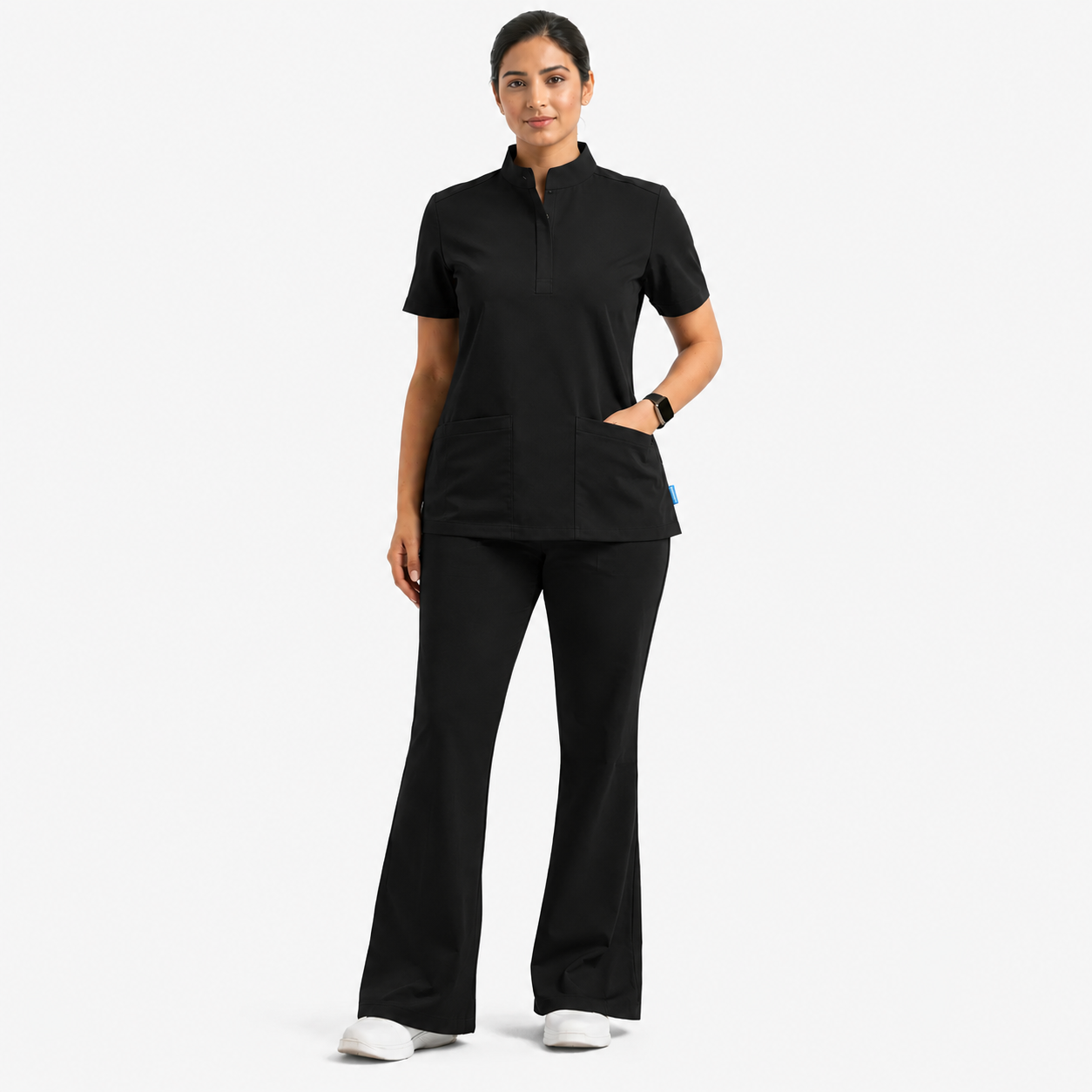 Ruix Core Mandarin scrub top with Flow Flare pant set for womens