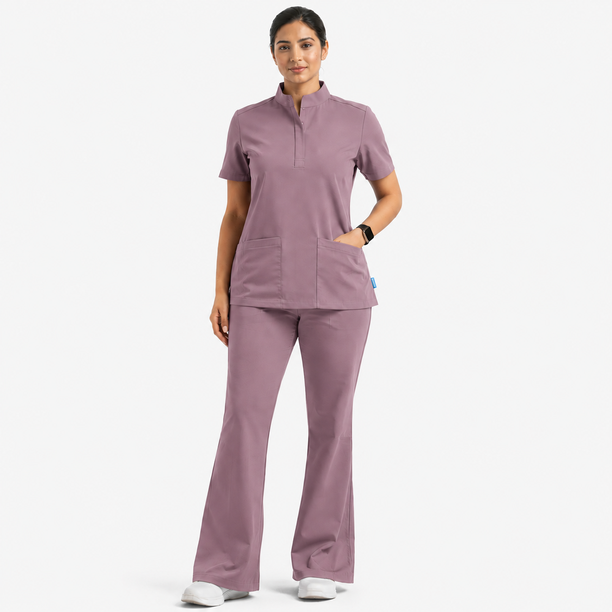 Ruix Core Mandarin scrub top with Flow Flare pant set for womens