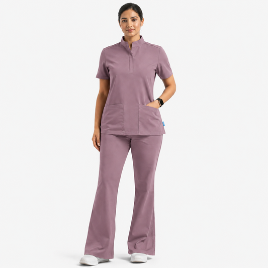 Ruix Core Mandarin scrub top with Flow Flare pant set for womens