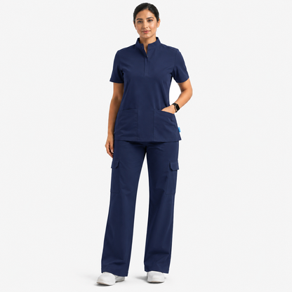Ruix Core Mandarin scrub top with Utility Cargo-pant-set- womens