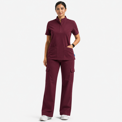 Ruix Core Mandarin scrub top with Utility Cargo-pant-set- womens