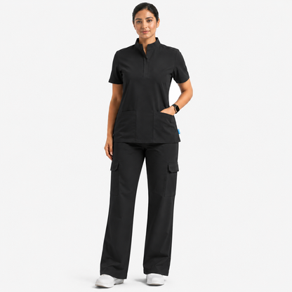 Ruix Core Mandarin scrub top with Utility Cargo-pant-set- womens