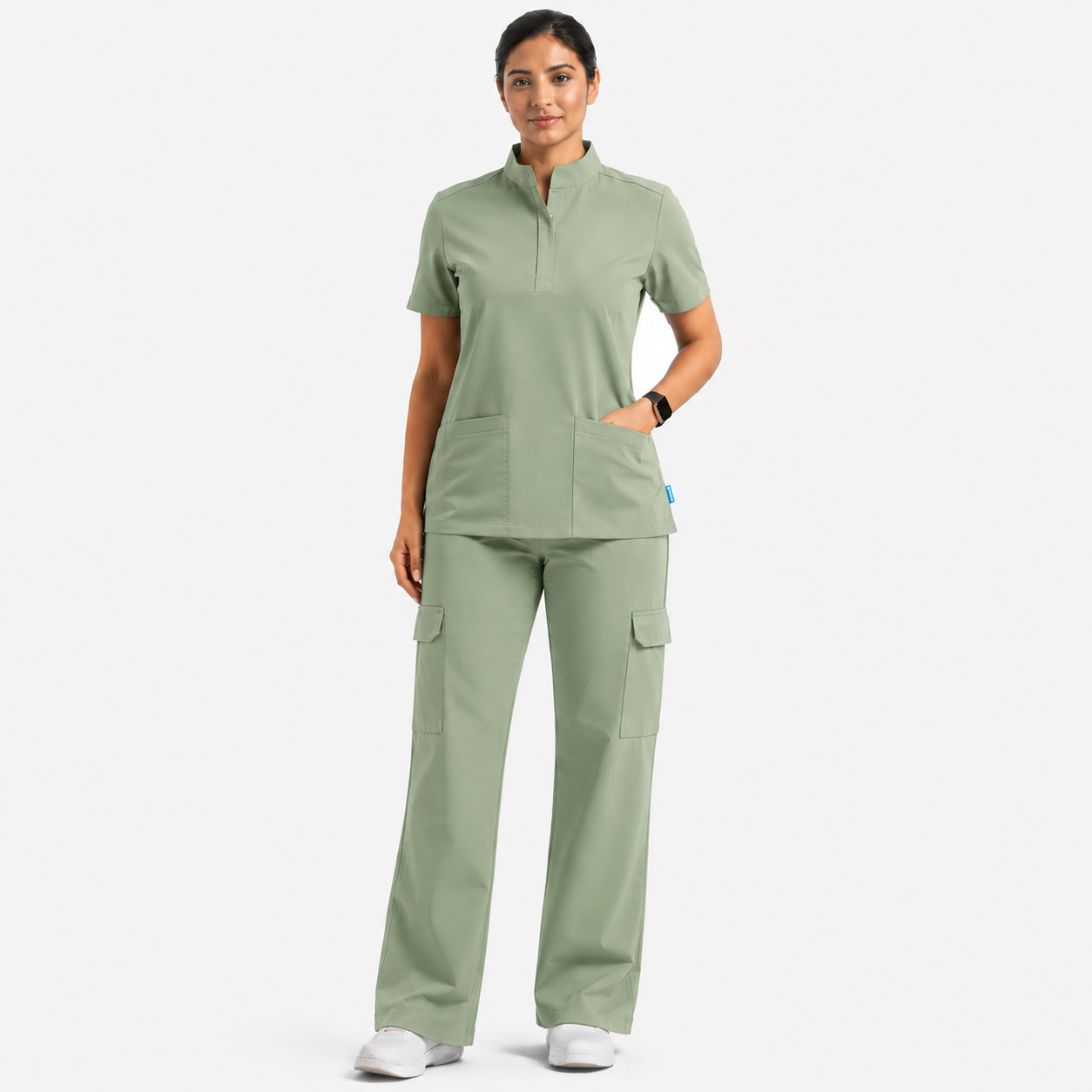 Ruix Core Mandarin scrub top with Utility Cargo-pant-set- womens