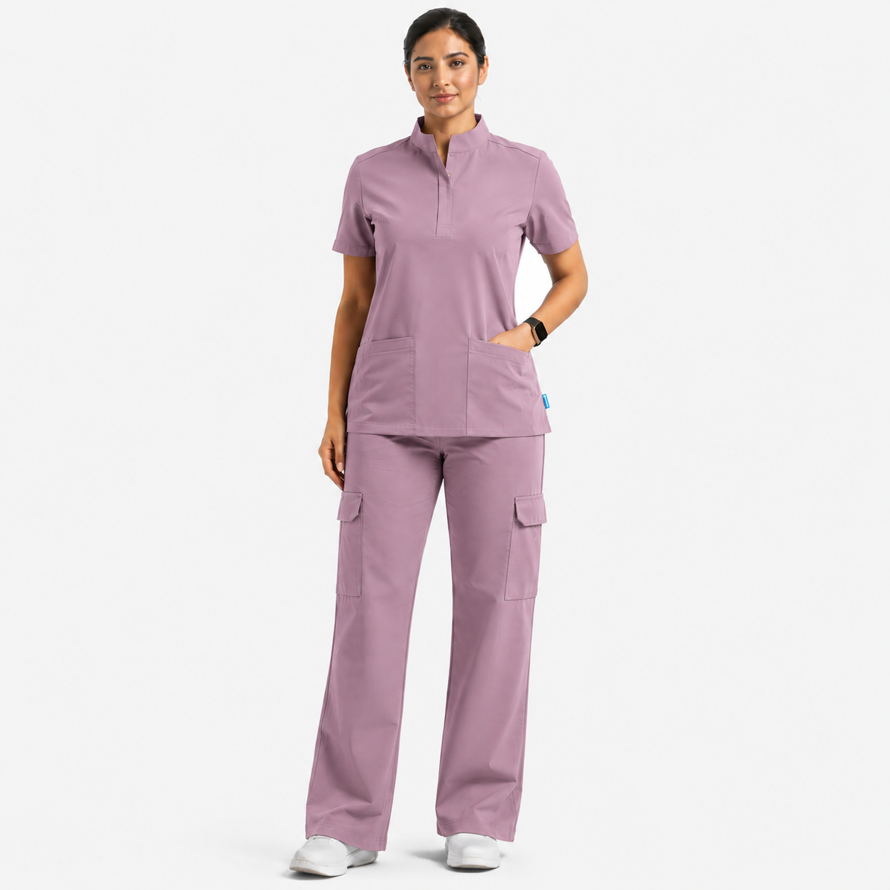 Ruix Core Mandarin scrub top with Utility Cargo-pant-set- womens