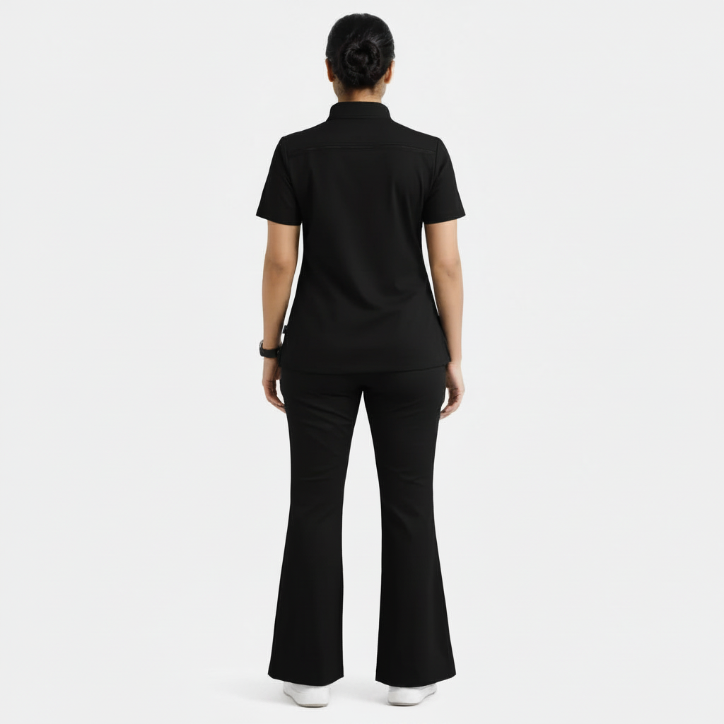 Ruix Core Mandarin scrub top with Flow Flare pant set for womens