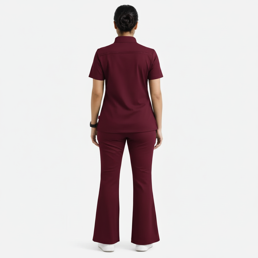 Ruix Core Mandarin scrub top with Flow Flare pant set for womens