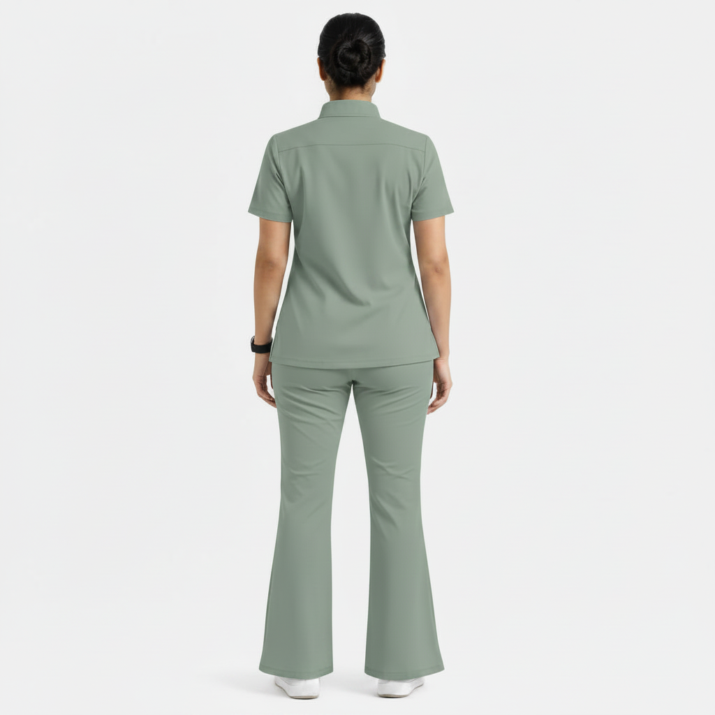 Ruix Core Mandarin scrub top with Flow Flare pant set for womens