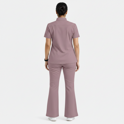 Ruix Core Mandarin scrub top with Flow Flare pant set for womens