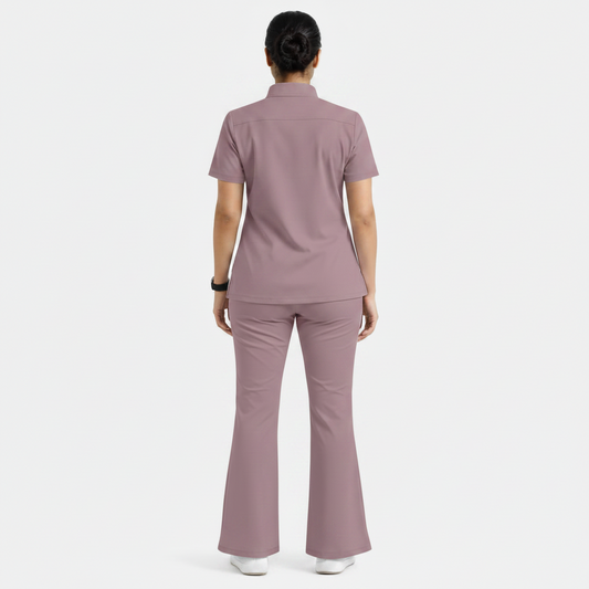 Ruix Core Mandarin scrub top with Flow Flare pant set for womens