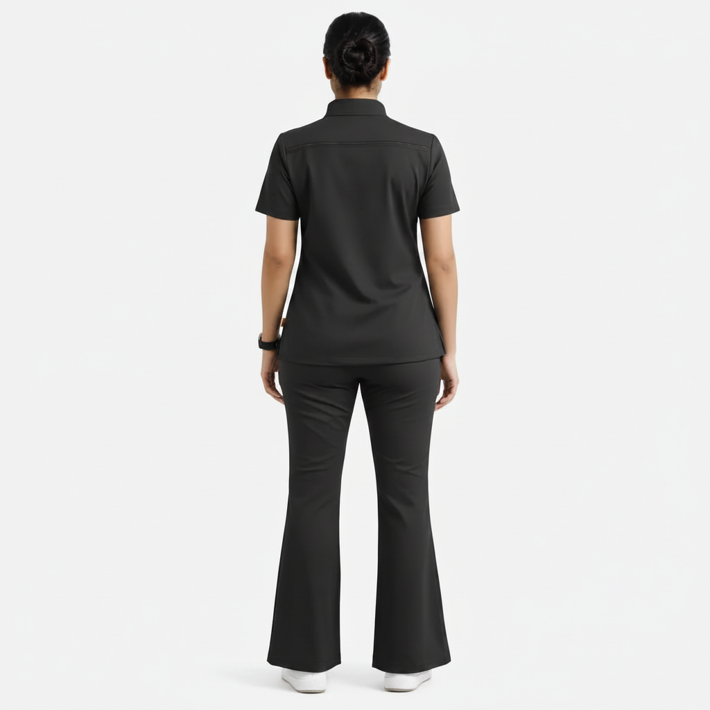 Ruix Core Mandarin scrub top with Flow Flare pant set for womens