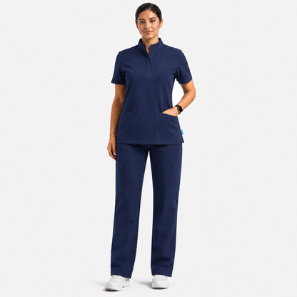RUIX Sculpt Mandarin scrub top with Core Regular pant scrub set for women