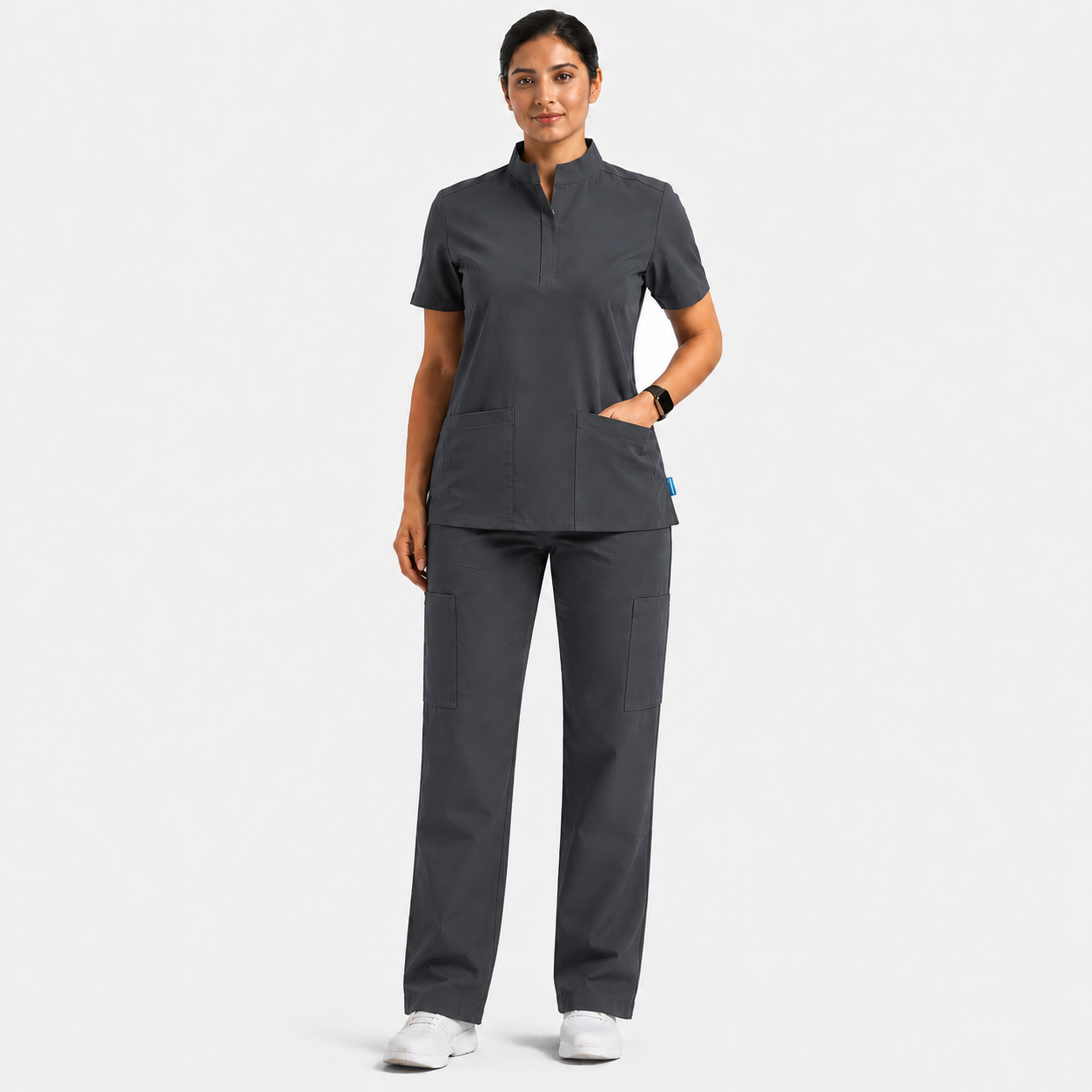 RUIX Sculpt Mandarin scrub top with Core Regular pant scrub set for women