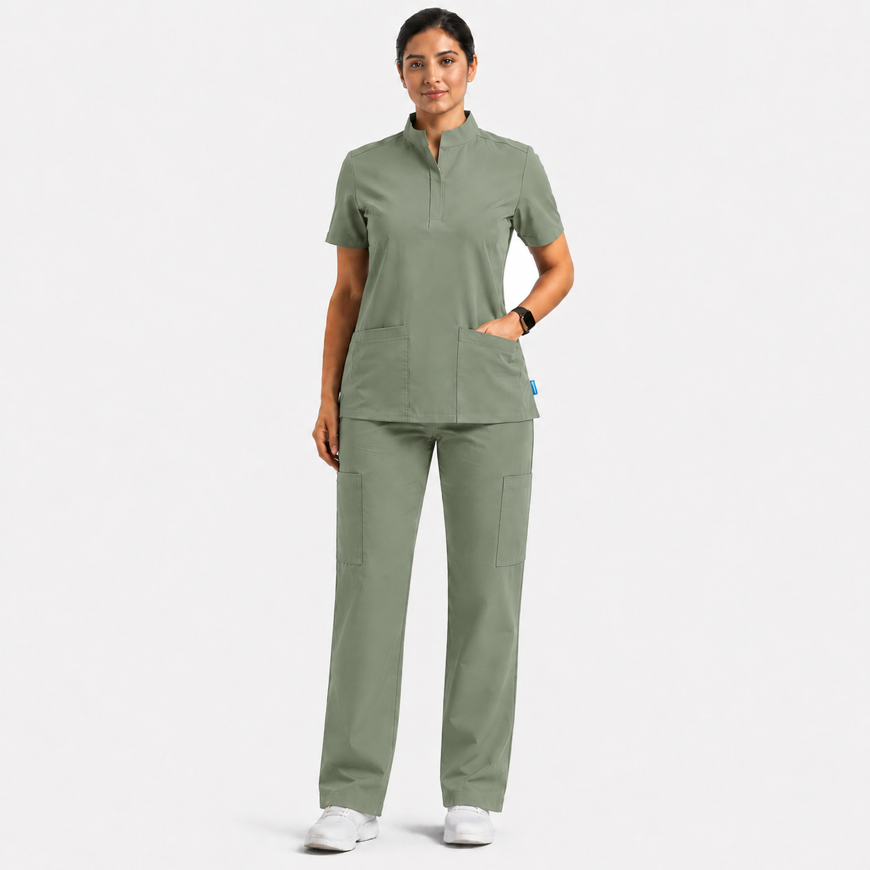 RUIX Sculpt Mandarin scrub top with Core Regular pant scrub set for women