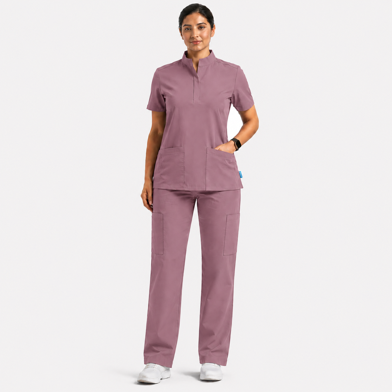 RUIX Sculpt Mandarin scrub top with Core Regular pant scrub set for women
