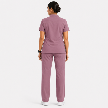 RUIX Sculpt Mandarin scrub top with Core Regular pant scrub set for women
