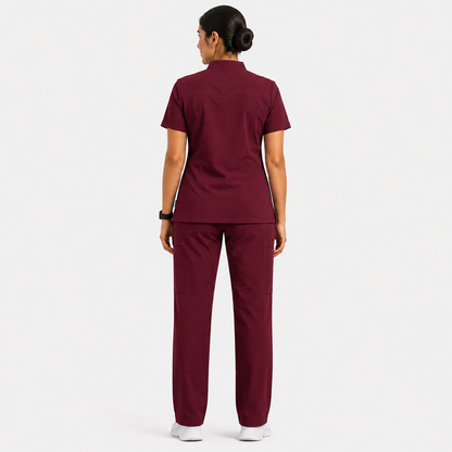 RUIX Sculpt Mandarin scrub top with Core Regular pant scrub set for women